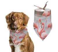 Bandana pour chien motif flamants roses - Écharpe triangulaire lavable en polyester - Bandana mignon pour animaux de compagnie - Pour chiens et chats de taille moyenne et grande