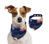 Bandana pour chien motif fleurs de nuit - Bandana réglable pour animaux domestiques - Bandana lavable double face en coton - Triangle - Écharpe pour chien et chat - Accessoires de costume pour chiot