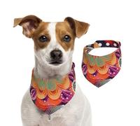 Bandana pour chien - Motif floral coloré - Réglable - Lavable - Double face - Coton - Triangle - Écharpe pour chien et chat - Accessoires de costume pour chiot - Taille S