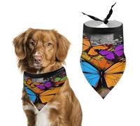 Bandana pour chien motif graffiti papillon mignon en coton doux lavable au quotidien en été durable triangle réversible convient aux chiens et chats de petite, moyenne et grande taille