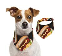 Bandana pour Chien Motif Hot-Dogs - Foulard Triangulaire d'été réglable et Lavable pour Chiens de Taille Moyenne et Grande, Chat, Chiot, Bavoir Amusant et Mignon pour Animaux de Compagnie