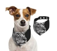 Bandana pour chien - Motif lion gris - Réglable - Lavable - Double face - En coton - Triangle - Pour chien et chat - Accessoires de costume pour chiot - Taille L