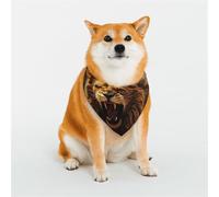 Bandana pour chien - Motif lion rugissant en colère - Bandana réglable pour animaux de compagnie - Écharpe de Noël - Bavoirs triangulaires doux et respirants pour chats de petite, moyenne et grande