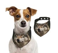 Bandana pour chien - Motif loup gris - Réglable - Lavable - Double face - En coton - Triangle - Pour chien et chat - Accessoires de costume pour chiot - Taille L