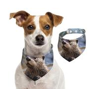 Bandana pour chien - Motif loutre jouant dans l'eau - Réglable - Lavable - Double face - En coton - Triangle - Pour chiens et chats - Accessoires de costume pour chiot - Taille S