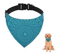 Bandana pour chien motif mandala radial géométrique bleu sarcelle avec sangle réglable et anneau en D pour animaux de compagnie, accessoires pour chiens, chiots, chats, décoration lavable en machine