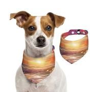 Bandana pour chien - Motif mouette de mer volant au-dessus du ciel coloré - Bandana réglable pour animaux domestiques - Lavable double face - En coton - Triangle - Écharpe pour chien et chat