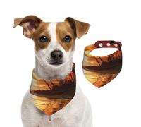 Bandana pour chien - Motif palmier et coucher de soleil - Réglable - Lavable - Double face - Coton - Triangle - Écharpe pour chien et chat - Accessoires de costume pour chiot - Taille L
