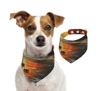 Bandana pour chien - Motif palmier et soleil - Réglable - Lavable - Double face - En coton - Triangle - Pour chiens et chats - Accessoires de costume pour chiot - Taille L