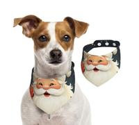 Bandana pour chien - Motif Père Noël - Réglable - Lavable - Double face - En coton - Triangle - Pour chien et chat - Accessoires de costume pour chiot - Taille S