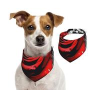 Bandana pour chien - Motif roses noires blanches et rouges - Réglable - Lavable - Double face - En coton - Pour chien et chat - Accessoires de costume pour chiot - Taille L