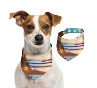 Bandana pour chien motif sapin de Noël sur la plage pour animaux de compagnie bandana réglable lavable double face en coton triangle pour chiens, chats, écharpes pour chiot, accessoires de costume