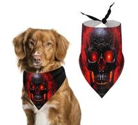 Bandana pour chien motif tête de mort noir et rouge pour nourrir et toiletter - Bavoirs triangulaires lavables pour animaux domestiques pour chats et chiens