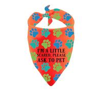 Bandana pour chien nerveux avec inscription « Please Ask To Pet Dogs » - Cadeau de dressage (Little Scared)