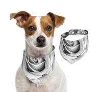 Bandana pour chien - Noir et blanc - Rose - Réglable - Lavable - Double face - En coton - Triangle - Écharpe pour chien et chat - Accessoires de costume pour chiot - Taille M