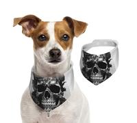 Bandana pour chien noir tête de mort rose écharpe réglable pour animaux de compagnie bandana lavable double face en coton triangle bavoir pour chien chat écharpe pour chiot accessoires de costume