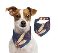Bandana pour chien peint à la main en forme de libellule - Réglable - Lavable - Double face - Coton - Triangle - Écharpe pour chien et chat - Accessoires de costume pour chiot - Taille M