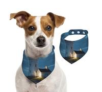 Bandana pour chien Phare la nuit - Écharpe réglable pour animaux de compagnie - Bandana lavable double face en coton - Triangle - Écharpe pour chien et chat - Accessoires de costume pour chiot