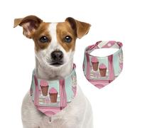Bandana pour chien pour magasin de crème glacée - Bandana réglable pour animaux domestiques - Bandana lavable double face en coton pour animaux de compagnie - Écharpe triangulaire en coton pour chien