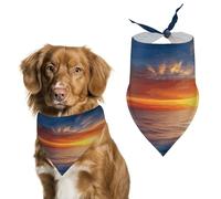 Bandana pour chien Sea and Sunset - Joli foulard en coton doux lavable au quotidien - Durable - Triangle réversible - Convient pour les chiens et chats de petite, moyenne et grande taille