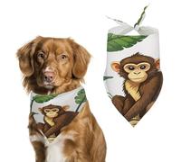 Bandana pour chien singe et plante - Triangle amusant - Écharpe confortable en polyester - Doux et réglable - Cadeau pour les petites et grandes filles, chiens et chats