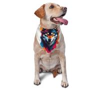 Bandana pour Chien Tie-Dye Wolf Head Print Triangle Dog Scarf Chat Bavoirs pour Chien Décorer Bandana Pets pour Chiens Chats Chiot Petit Moyen Grand 30X70Cm