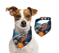 Bandana pour chien - Tortue de mer peinte - Réglable - Lavable - Double face - En coton - Triangle - Pour chiens et chats - Accessoires de costume pour chiot - Taille S