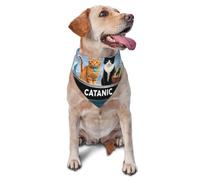Bandana pour Chien Two Brave Cats are Floating on The Sea Iceberg Print Bavoirs pour Chien Décorer Écharpe Triangulaire Chat Bandana Pets pour Chiens Chats Chiot Party Dress Up 30X70Cm