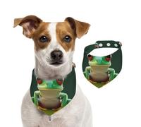 Bandana pour chien vert amusant grenouille pour animal domestique bandana réglable pour animaux de compagnie, bandanas lavables double face pour animaux de compagnie, foulard triangle en coton pour