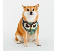 Bandana pour chien - Vert - Motif chouette mignonne - Réglable - Pour animaux de compagnie - Écharpe triangulaire douce et respirante pour chats de petite, moyenne et grande taille
