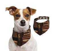 Bandana pour chien Vieux livres dans la bibliothèque Écharpe réglable pour animaux de compagnie Bandanas lavables double face pour animaux de compagnie Foulard triangle en coton Écharpe pour chien