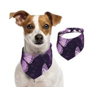 Bandana pour chien violet avec papillons - Écharpe réglable pour animaux domestiques - Bandana lavable double face en coton - Triangle - Écharpe pour chien et chat - Accessoires de costume pour chiot