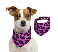 Bandana pour chien violet léopard - Écharpe réglable pour animaux domestiques - Bandana lavable double face en coton - Triangle - Pour chiens et chats - Accessoires de costume pour chiot - Taille M