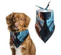 Bandana réglable motif dragons de glace et de feu pour animaux de compagnie - Écharpe triangulaire pour chiot et chat de petite et moyenne taille