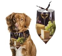 Bandana réglable pour chien avec motif gâteau au fromage blanc et raisins - Accessoire de costume mignon pour chien et chat de petite et moyenne taille