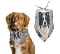 Bandana réglable pour chien Border Collie - Motif floral - Décoration de fête pour animaux de compagnie - Écharpe triangulaire pour chiot et chat de petite et moyenne taille