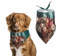 Bandana réglable pour chien Lady Holding A Basket - Mouchoir de fête pour animaux de compagnie - Écharpe triangulaire pour chiot et chat de petite et moyenne taille