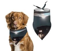 Bandana réglable pour chien Spacecraft at Night - Décoration de fête pour animal domestique - Écharpe triangulaire pour chiot et chat de petite et moyenne taille