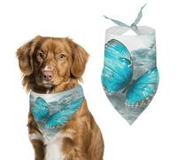 Bandana réversible en coton doux bleu clair pour chien et chat - Lavable au quotidien - Durable - Triangle réversible - Convient pour les chiens et chats de petite, moyenne et grande taille