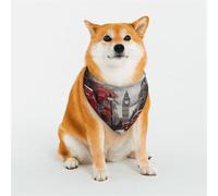 Bandana rouge London Street Dog - Grande écharpe triangulaire réglable - Double écharpe réversible lavable - Pour chien de taille moyenne et grande - Cadeau