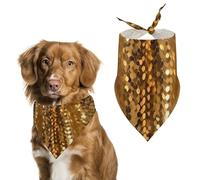 Bandana triangle à paillettes dorées pour chien - Lavable - En polyester - Pour chiens et chats de taille moyenne et grande