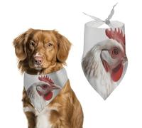 Bandana triangle blanc pour chien en polyester lavable en forme de poulet mignon bandana pour chiens de taille moyenne et grande