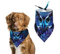 Bandana triangle bleu hibou pour chien en polyester lavable pour chiens et chats de taille moyenne et grande