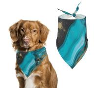 Bandana triangle bleu turquoise doré marbre pour chien écharpe en polyester lavable bavoirs mignons bandana pour chiens de taille moyenne et grande taille chiots et chats