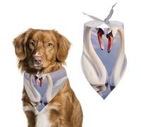Bandana triangle en forme de cœur de cygne pour chien - Lavable - En polyester - Joli bandana pour animaux de compagnie - Pour chiens et chats de taille moyenne et grande
