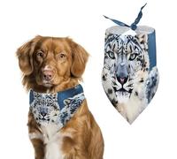 Bandana triangle pour chien aux yeux bleus motif léopard des neiges lavable en polyester pour chiens de taille moyenne et grande taille