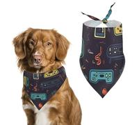 Bandana triangle pour chien avec motif de jeu vidéo lavable en polyester - Bandana mignon pour animaux de compagnie - Pour chiens de taille moyenne et grande - Chiots et chats