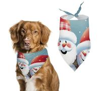 Bandana triangle pour chien avec motif Père Noël et bonhomme de neige - Lavable - En polyester - Pour chiens et chats de taille moyenne et grande