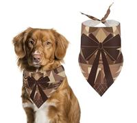 Bandana triangle pour chien avec nœud marron foncé - En polyester lavable - Pour chiens et chats de taille moyenne et grande