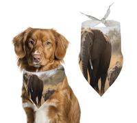 Bandana triangle pour chien en forme d'éléphants qui marchent - Lavable - En polyester - Joli bandana pour chiens de taille moyenne et grande - Chiots et chats